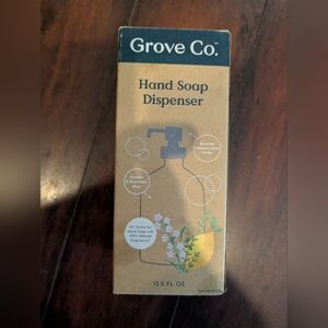 Grove Co Glass Brushed Stainless Steel Pump Hand Soap Dispenser Bottle 13.5 Oz